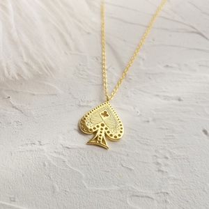 QUEEN OF SPADES NECKLACE- 24K GOLD FILLED SILVER